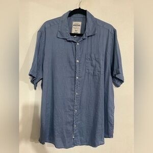 Heritage report collection, 100% linen XL button down shirt, blue